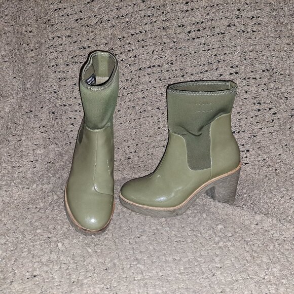Camper Shoes - CAMPER TOGETHER RACHEL COMEY-Khaki Patent Leather/Nylon Pull-On Booties-Sz 36-EX